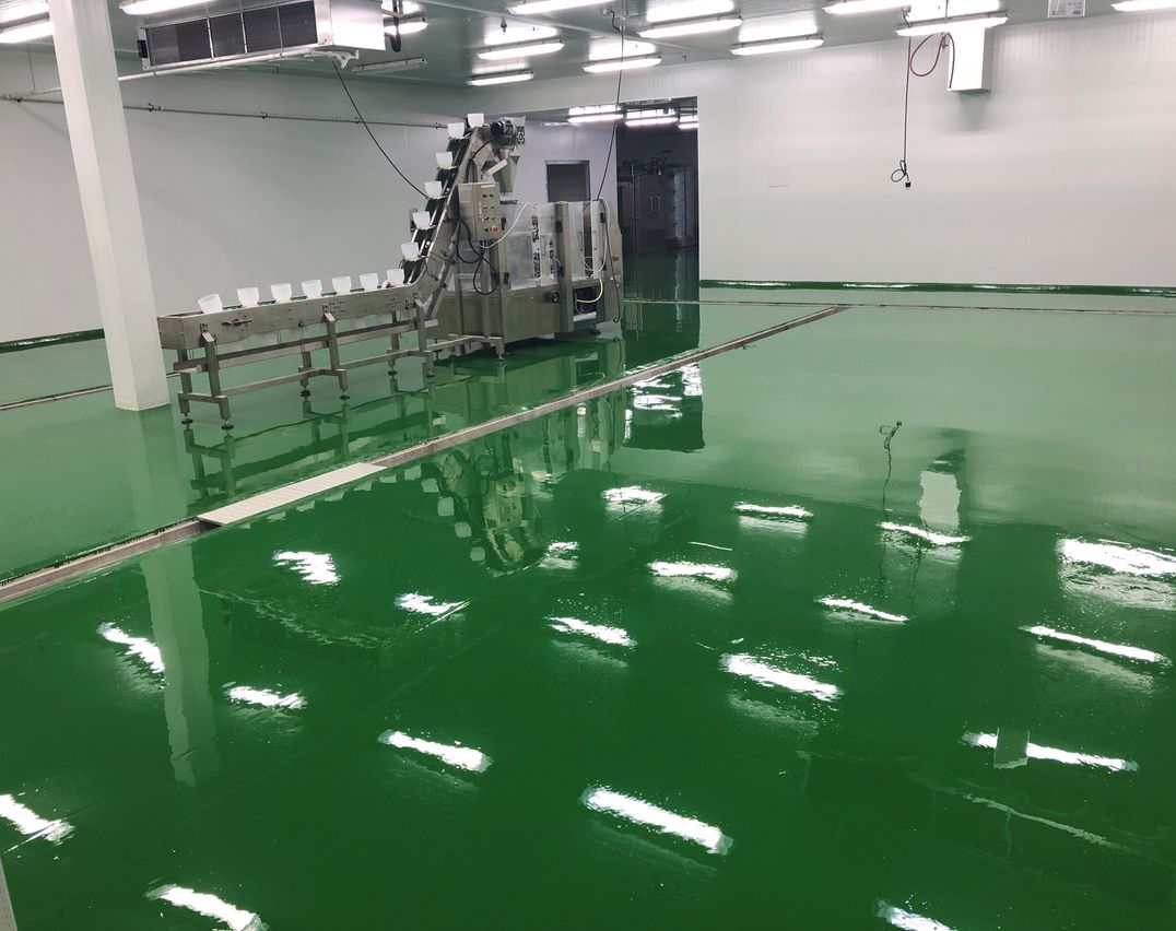Food and beverage green epoxy flooring