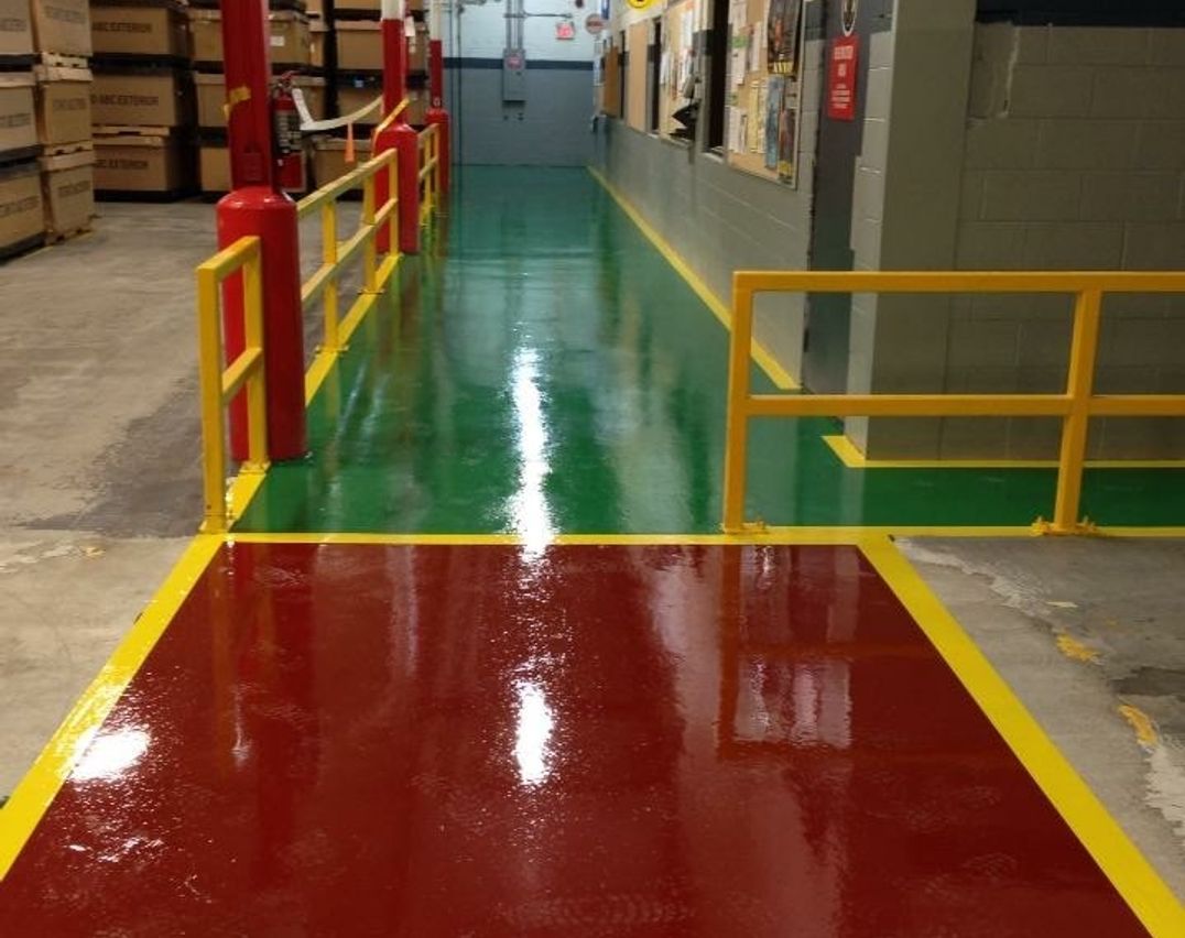 Safety lines and walkways on flooring in Toronto