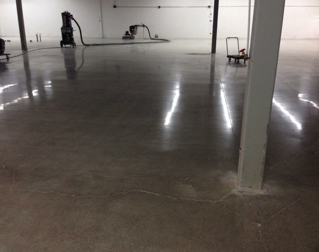 Polished concrete floor in a Toronto industrial warehouse after installation