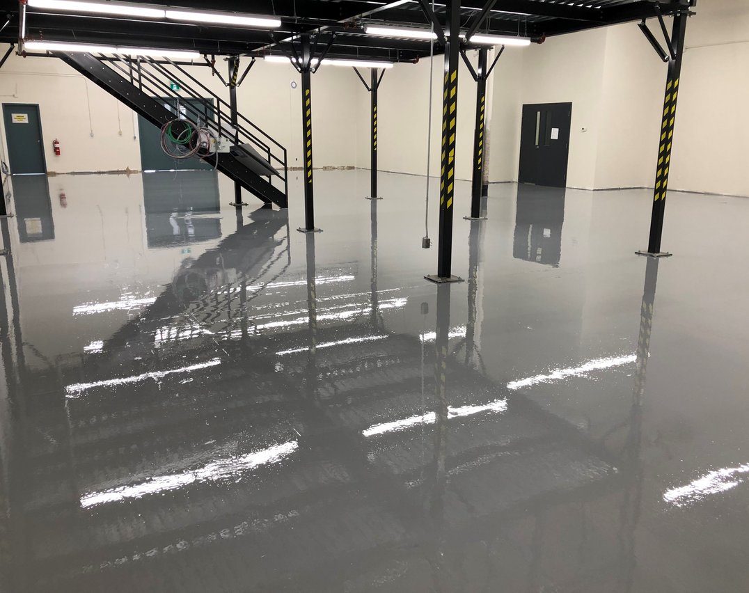 Industrial epoxy floors in a Pickering Durham Region warehouse