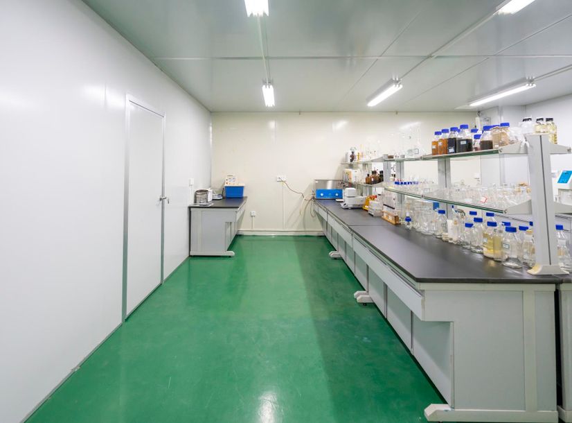 Pharmaecuetical laboratory with green
					epoxy floors