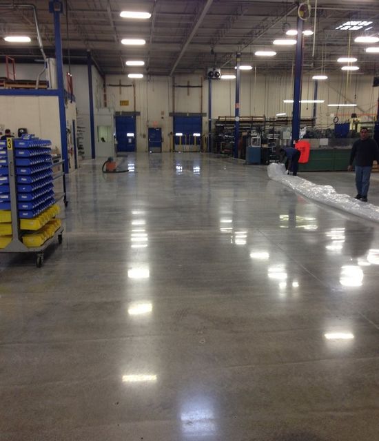 New polished concrete floors in Toronto industrial warehouse