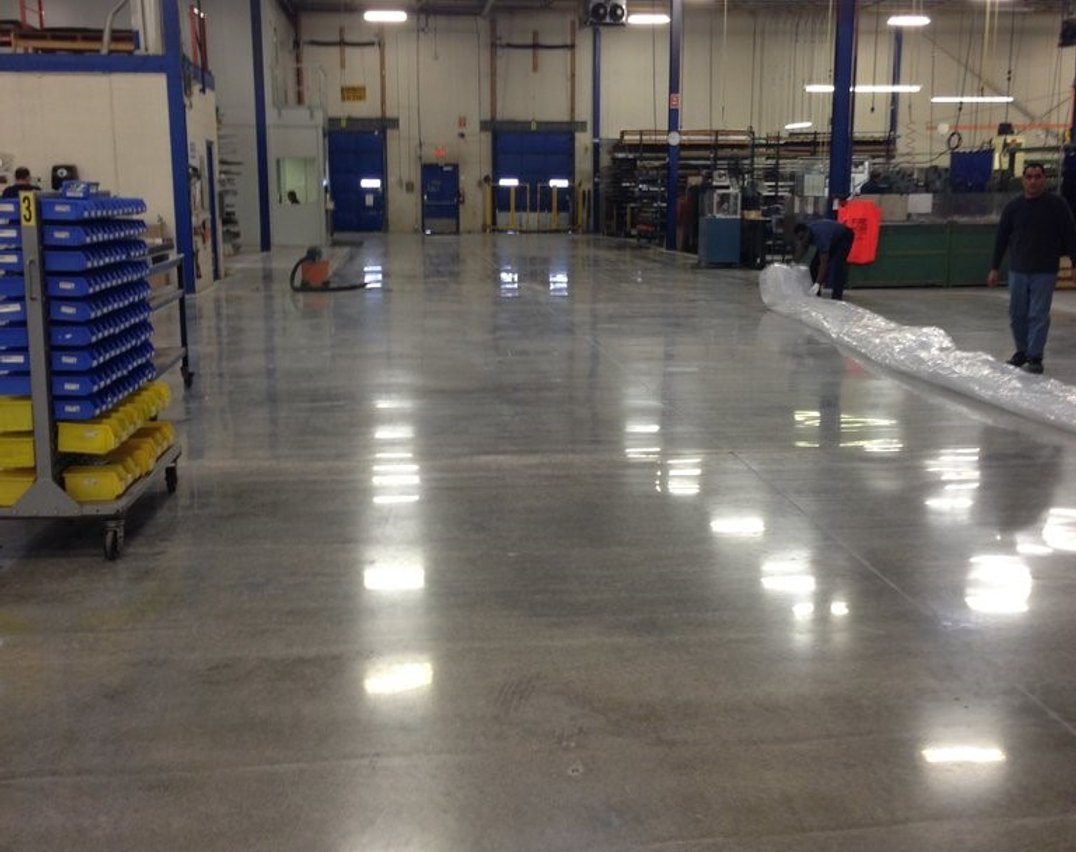Polished concrete flooring installed in a Pickering Durham Region warehouse