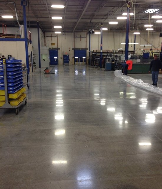 New polished concrete floors in Toronto industrial warehouse